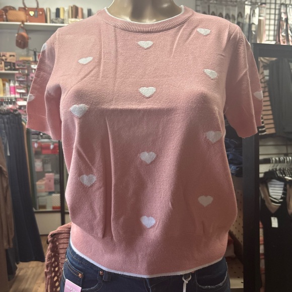 Pink Heart Pattern Sweater - Picture 5 of 9